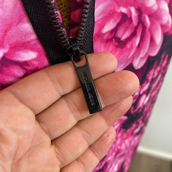 Michael Kors Women's New Pink Gardens Floral Short Dress Size 12 Dahlias Bouquet - Picture 11 of 14